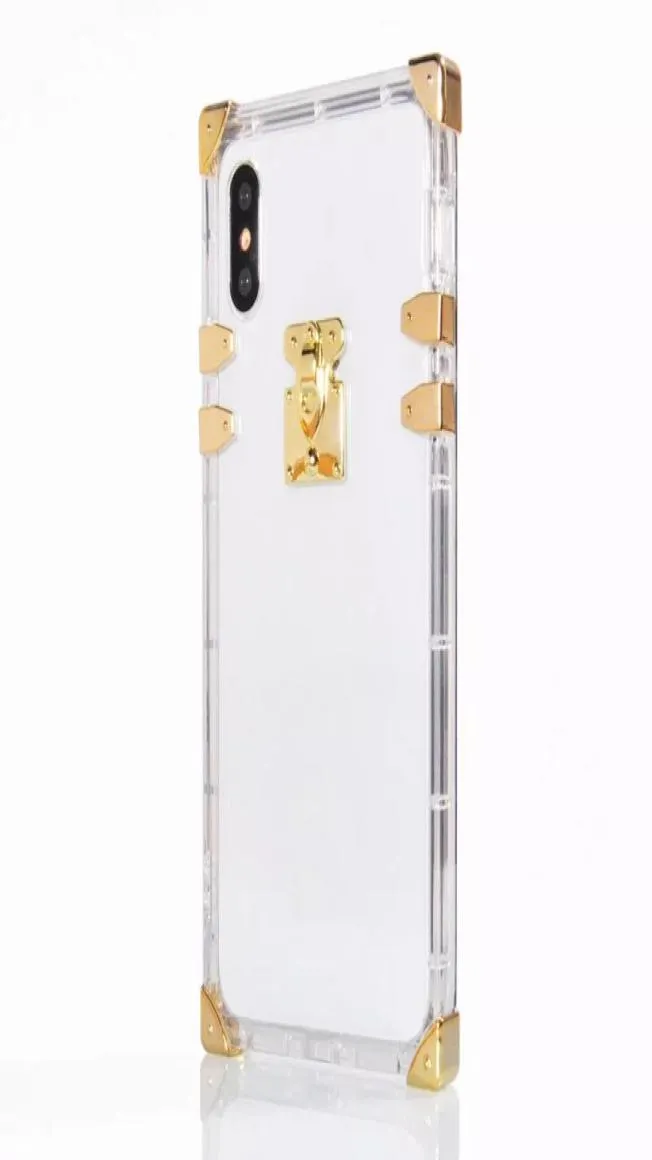 Luksusowe projektanta kwadratowe skrzynki telefoniczne na iPhone 11 Pro Max 12 mini xs xr x 8 7 plus bling metalowy clear kryształowy okładka iPhone12 xs7891454