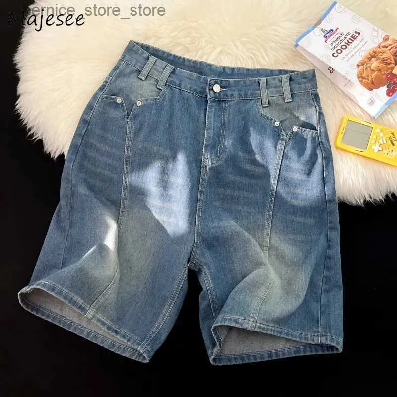 Męskie szorty umyte szorty męskie s-3xl dżinsowe spodnie amerykańskie moda uliczna Summer Y2K Odzież Przystojna retro młodzież dynamiczna prosta Q240305
