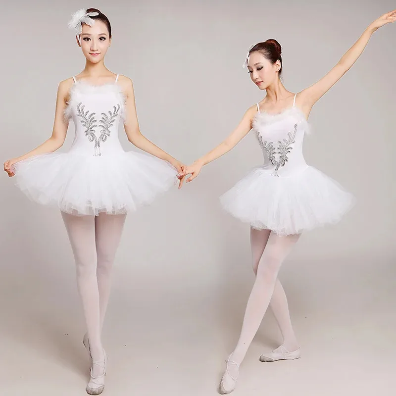 Adults White Swan Lake Ballet Dress Women Ballerina Tutu Costume Classical Ballet Leotard Stage Performance Dancewear 240304