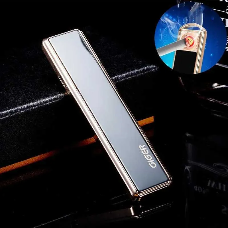 Tändare ny mode nyckelring USB cigarettändare vindtät slät spegel ljus ljusare zinklegering USB laddning utsökt present direkt frakt Q240305
