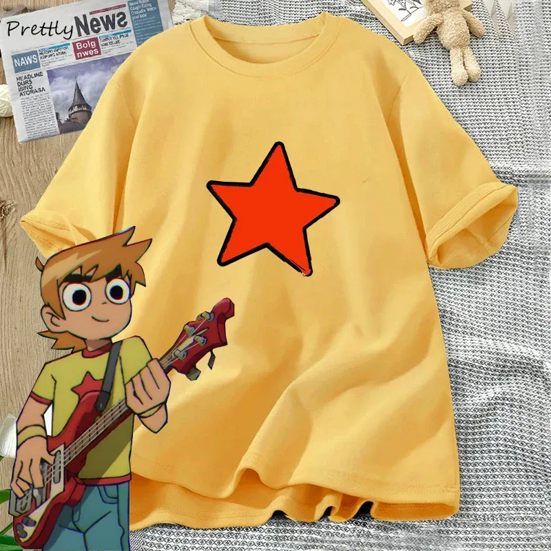 T-shirt Scott Pilgrim Takes Off Scott Pilgrim Star Tshirts Woman Cotton Grapihc T Shirts Anime Fashion Short Sleeve Tee Harajuku Tshirt