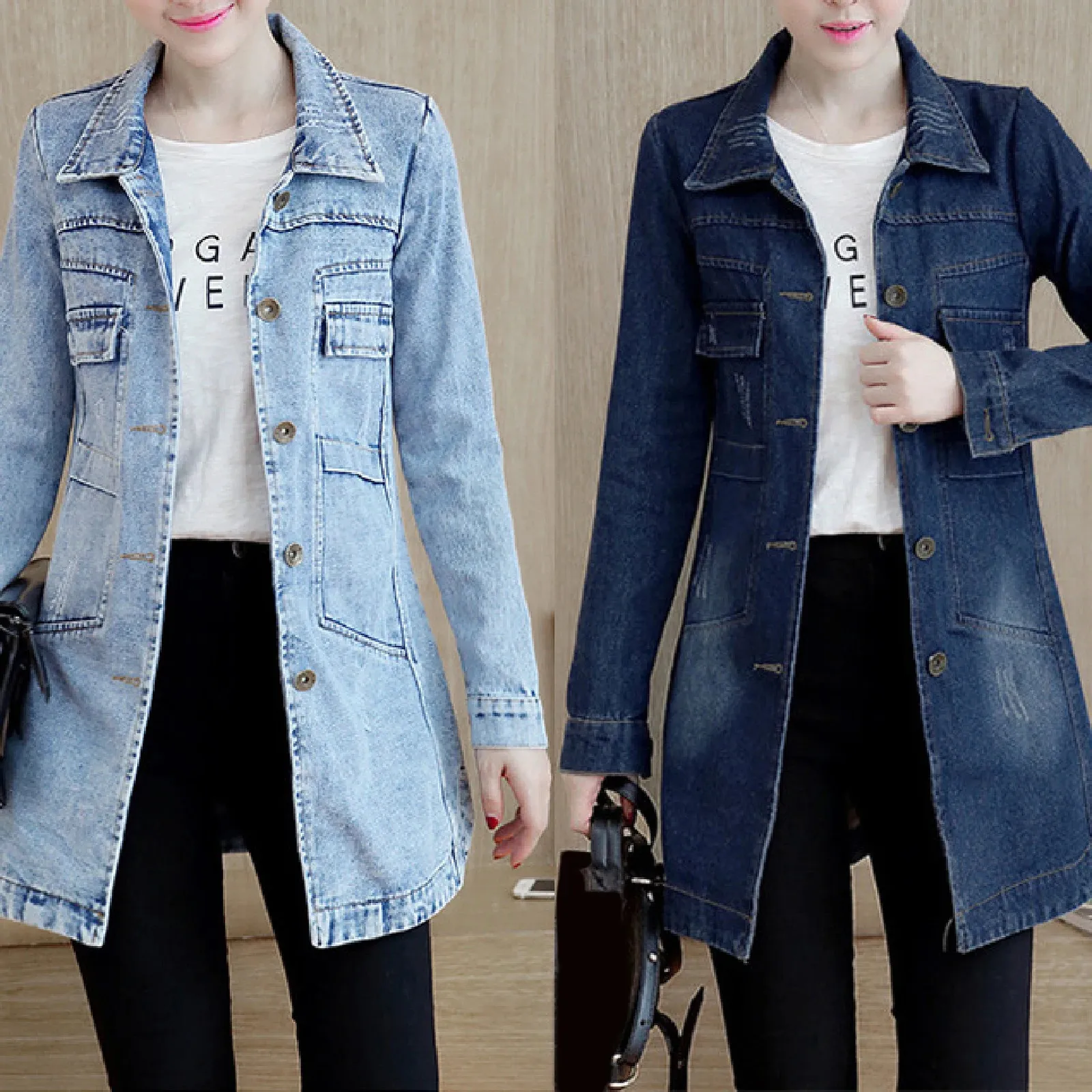Produkty z trendami duży rozmiar płaszcza kobiet -odzieży jeansu jesienne jesienne odzież europejska moda 240229