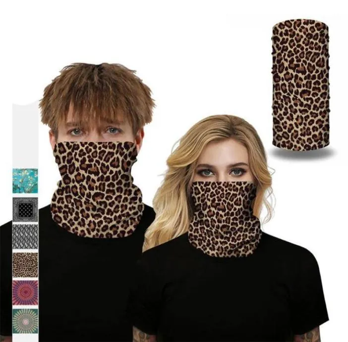 Léopard 3D cache-cou écharpe Cosplay Totem imprimé extérieur Bandana randonnée fleur foulards Streetwear Bandanas bouche Protection18538947