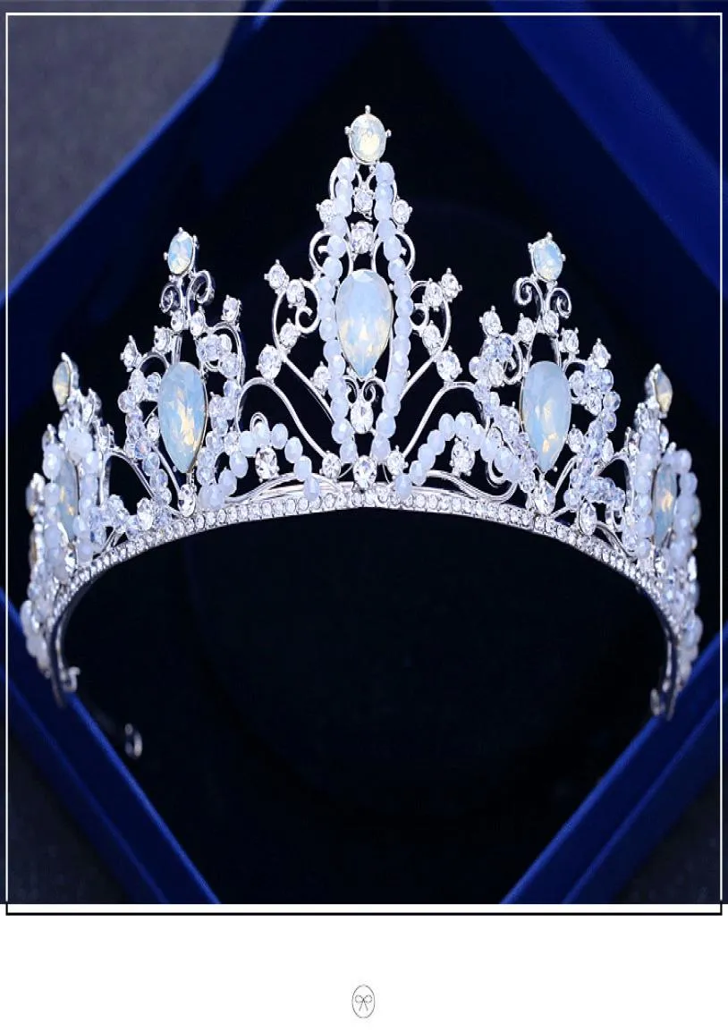 Luxury Ice Blue Princess Tiara Alloy Plated Crystal Bridal Crown Wedding Party Accessory High Quality Rhinestone Hair Jewelry Brid2381755