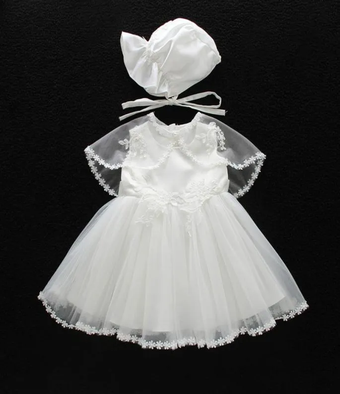 Bebê meninas vestidos de batismo com chapéu rendas sem mangas recém-nascidos vestido de batismo vestidos de batismo meninas vestido de princesa casamento dres7844539