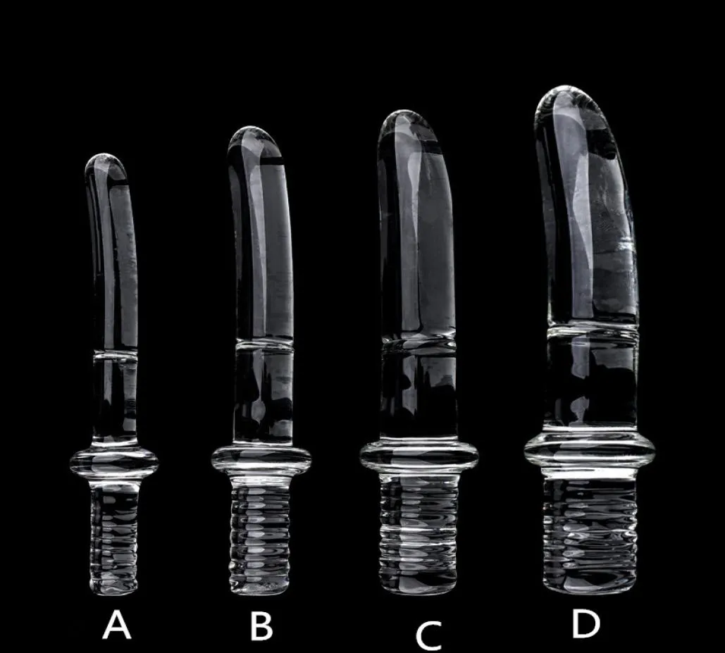 Diameter16202530mm Big Crystal Handle Glass Dildo Realistic Artifical Dildo Anal Stimulation Sex Toys Dildo For Women Glass Y201359131