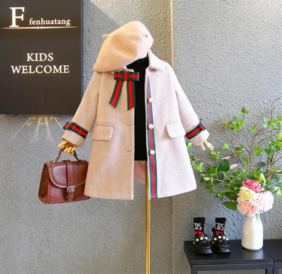 2020 neue Mädchen Perlenknopf Wollmantel Jacke Kinder Kinder039s Boutique Kleidung Baby Kinder Kleidung Outwear Mantel18954137763