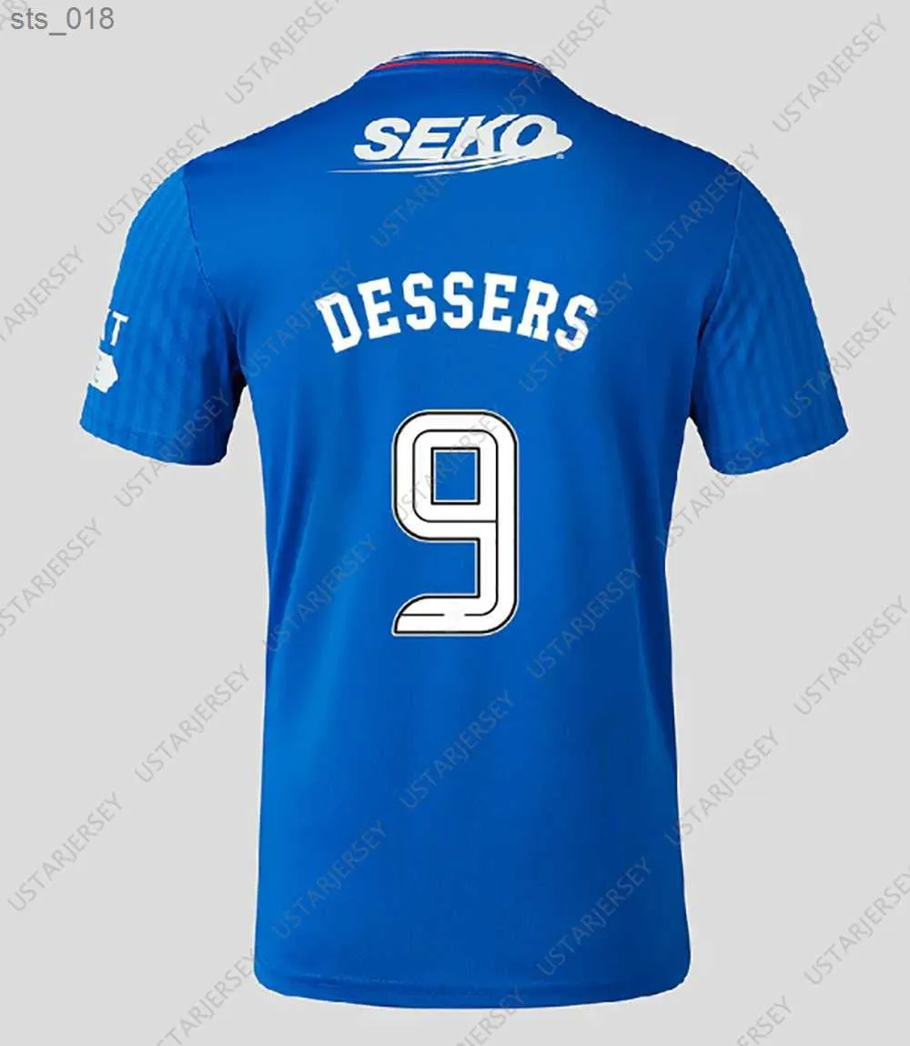 Jerseys de football 2023 2024 Glasgow Rangers Accueil Bleu Sakala Kent Tavernier Morelos Colak Hogan Football Shirt Hommes Enfants Kit Fans Player Version Camiseta deH2435