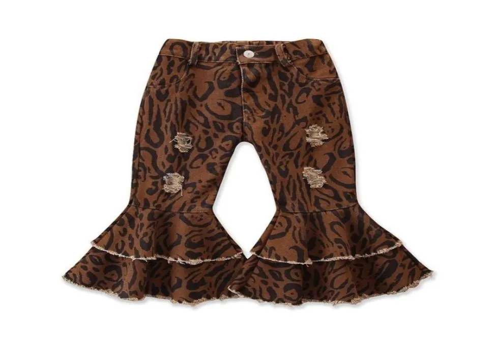 2020 bambini ragazza leopardo rosso pantaloni svasati nappa bambino bambini bambino solido stivale carino lungo denim pantaloni a zampa d'elefante per i vestiti F76575828