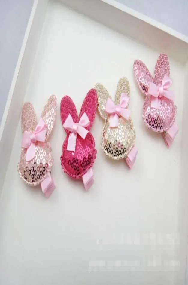 20 Teile/los Mode Niedlichen Pailletten Kaninchen Haarnadeln Solide Glitter Cartoon Bunny Haarspangen Prinzessin Ostern Kopfbedeckungen Boutique Haar Accesso9844530