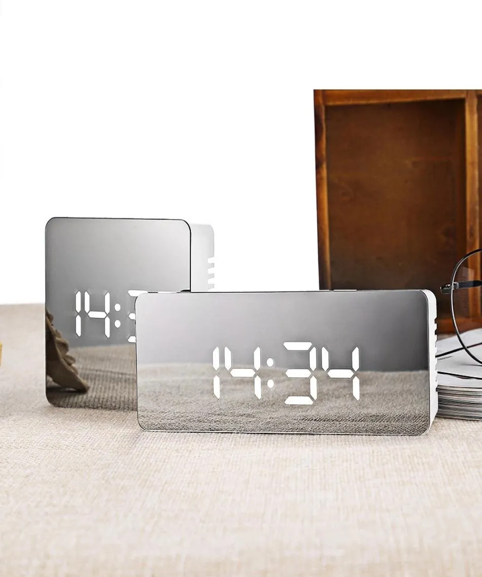 Многофункциональный светодиодный зеркальный будильник, цифровые часы с функцией повтора, большой дисплей времени, настольный будильник Despertador7823146