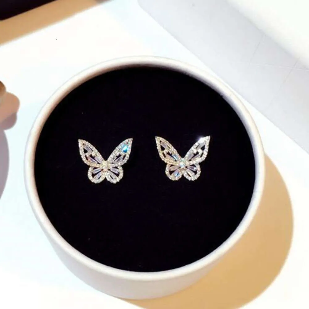 2023 Neue Frauen Mode Schmuck 925 Sterling Silber Prinzessin geschnitten süße weiße Topaz CZ Diamond Ins Volkshochzeit Butterfly Ohrring Geschenk ein Überraschungsgeschenk Top