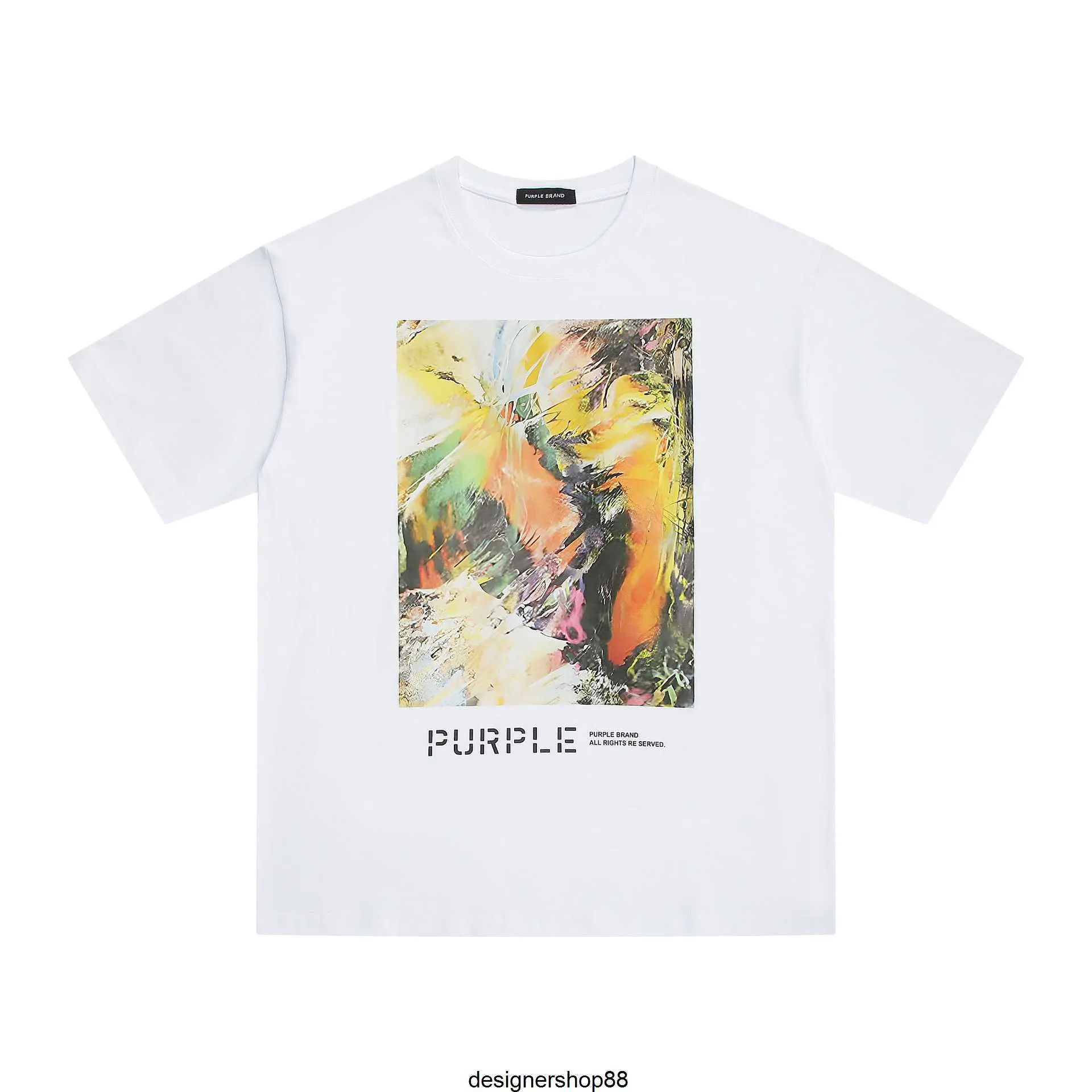 Best Quality 23ss Spring/summer Fashion Purple Brand Abstract Print Hip Hop Mens and Womens Loose Casual Short Sleeved T-shirt