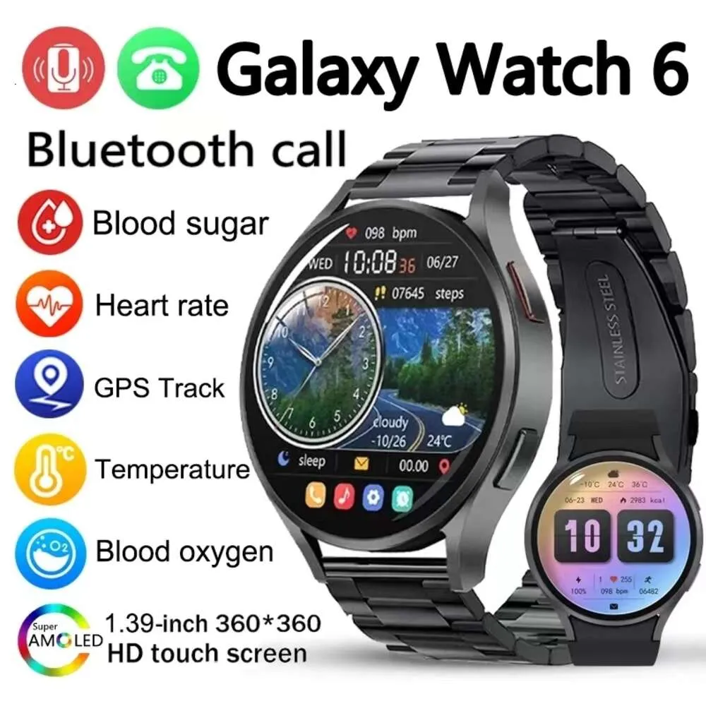 Samsung Galaxy 6 2024新しいGPSトラックMen Amoled Always Always Display Display Display Display Bt Talk SmartWatch