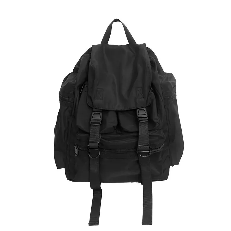 Effen zwarte herenrugzakken Cool streetwear stijl herenrugzak Harajuku Schooltassen met grote capaciteit Waterdicht nylon voor heren 240229