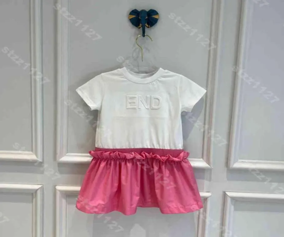 22ss moda menina vestido de algodão camisas simples roupas de bebê criança vestidos de cor sólida camisa designer saia logotipo 3D fdi verão high1967184