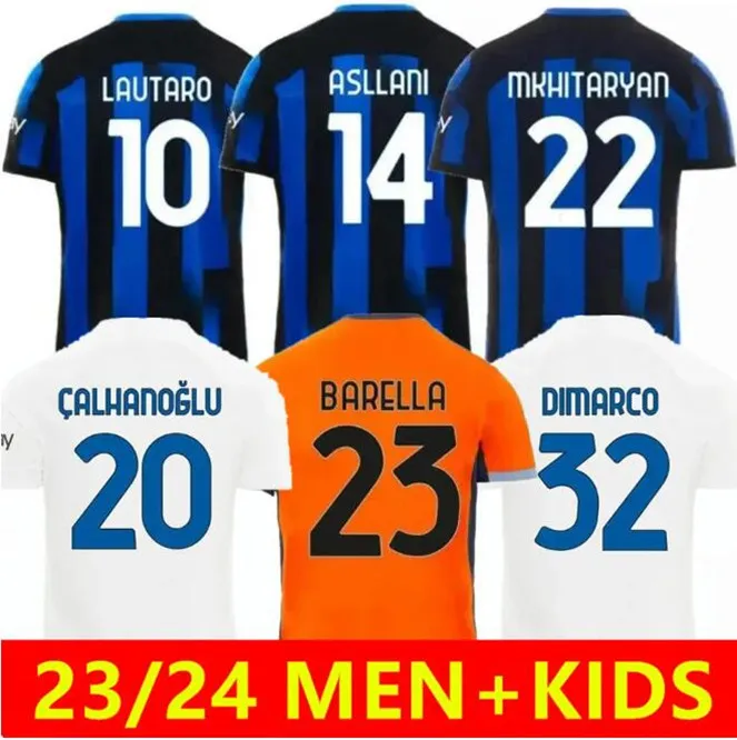 2023 2024 LAUTARO Inter THURAM Milans Soccer Jerseys Klaassen Lukaku Correa Barella Dimarcoi Bastoni Brozovic Accueil 23 24 Chemise de football Hommes Équipement