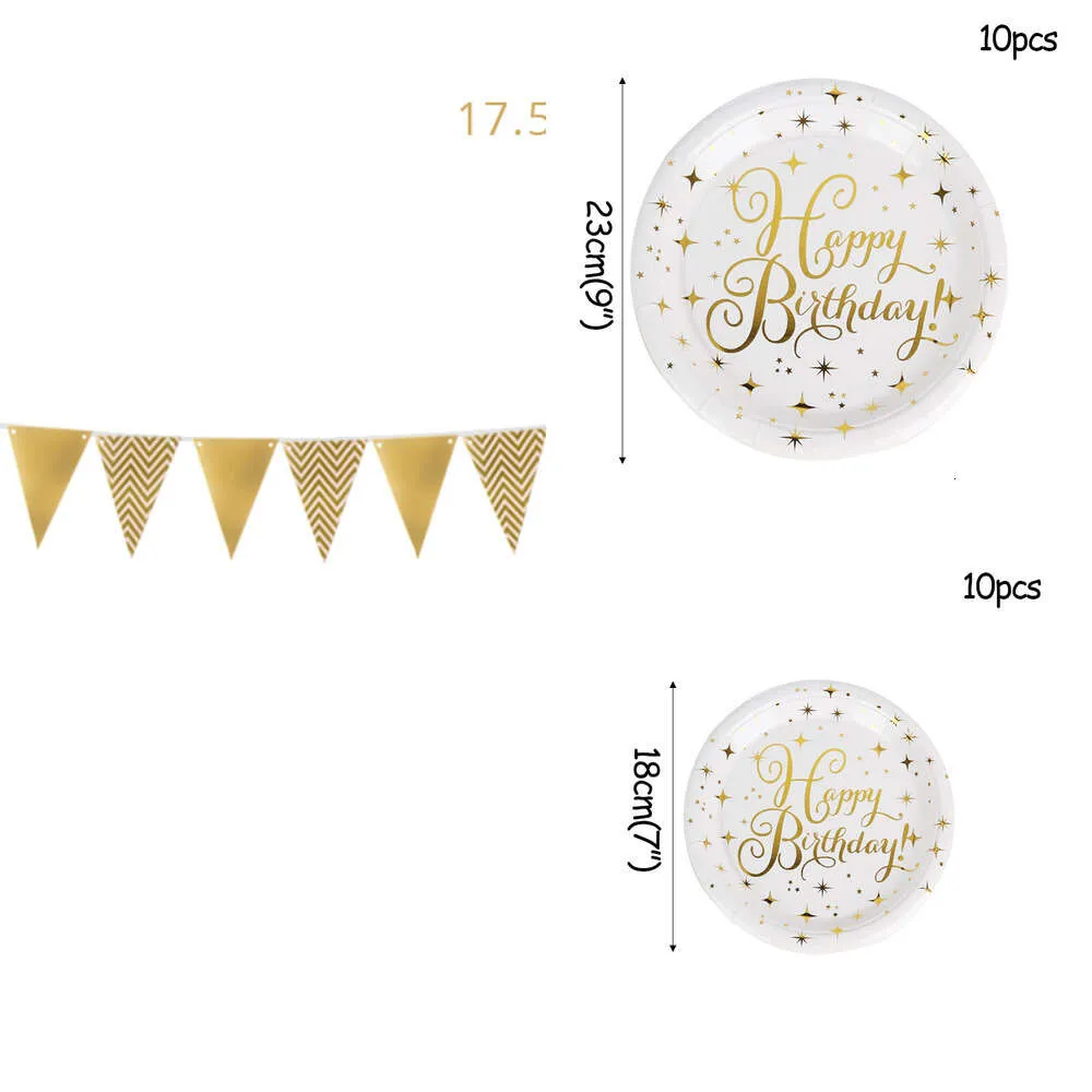 New Happy Polka Dot Gold Posate usa e getta Tazza Bambini Decorazione festa di compleanno per adulti Forniture per baby shower