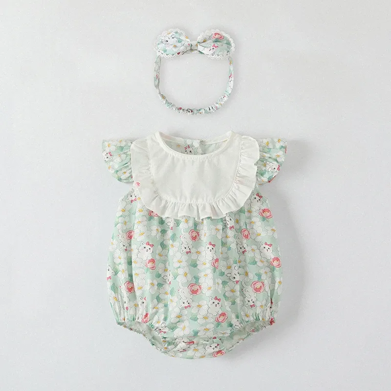 Sommer Mädchen grün Strampler Baby Neugeborene Kleidung mit Säugling neu geboren Strampler Kostüm Overalls Kleidung Overall Kinder Body für Babys Outfit t112 #