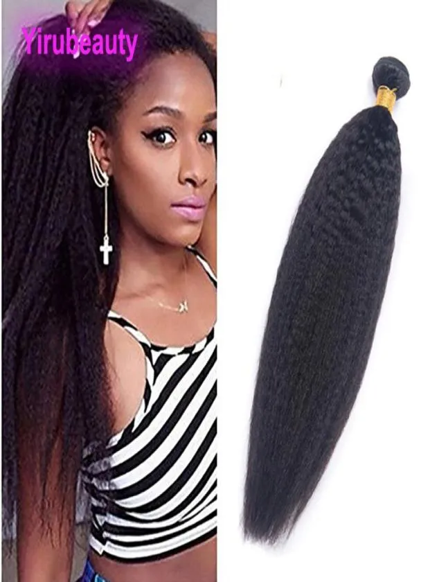 Indian Virgin Hair Natural Color Kinky Straight One Bundle Weaves Wefts Obehandlat Hårhår 828 tum6889319