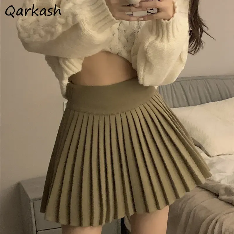 Skirts Pleated Mini Skirts Women Casual High Waist Sexy Cute Autumn Faldas Ropa Mujer Harajuku Solid Preppy Korean Fashion Style Retro