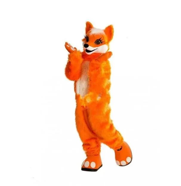 Costumes de mascotte professionnelle colorée longue fourrure fourrure renard loup Husky chien Fursuit mascotte adulte personnage de dessin animé tenue