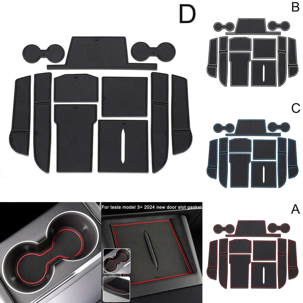 Novo slot de porta para tesla modelo 3 + copo água sulco almofada protetora à prova poeira armazenamento anti deslizamento esteira acessórios interiores do carro