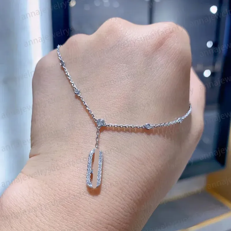 M Seria 18K Rose Gold Bransoletka dla kobiet S925 Silver Messik Geometryczne Diamond Przesuwanie trzech diamentowych starszych projektantów Biżuteria Rodzina i przyjaciele