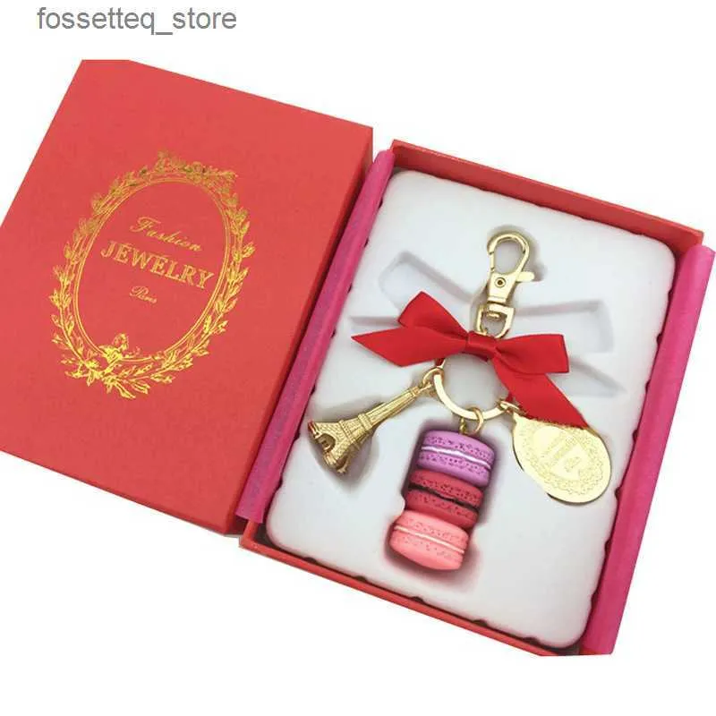 Anelli chiave in lega oro placcata Francia Laduree MacAroon Macaron Effiel Tower Keychain Fashion Keyring Chain Charm Charm Fashion Accessori W GOTONE BOXL240305