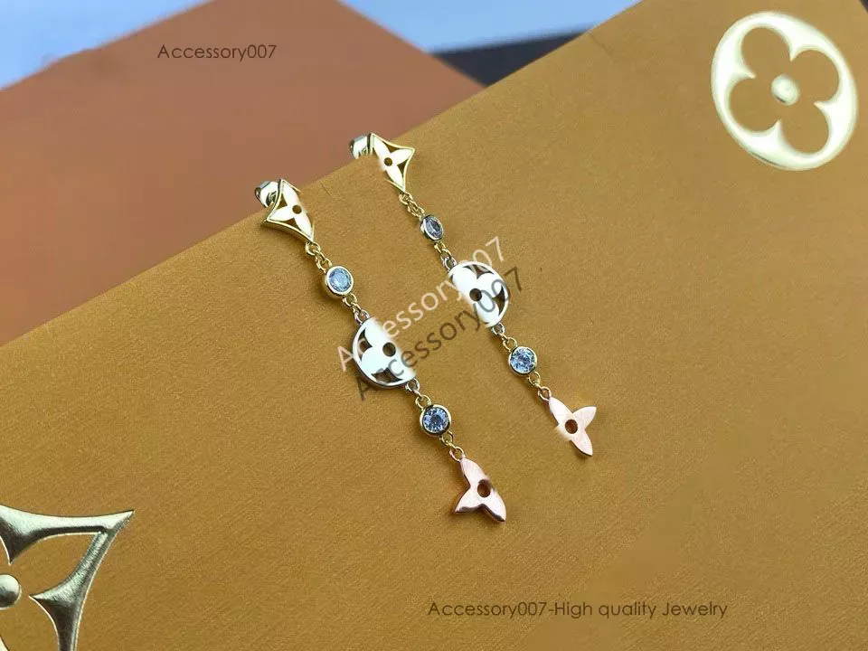 Designer smycken Earingwomens eleganta utsökta blommiga tofs designer lyxiga diamantuppsättning långa örhängen för flickväns födelsedagspresent smycken