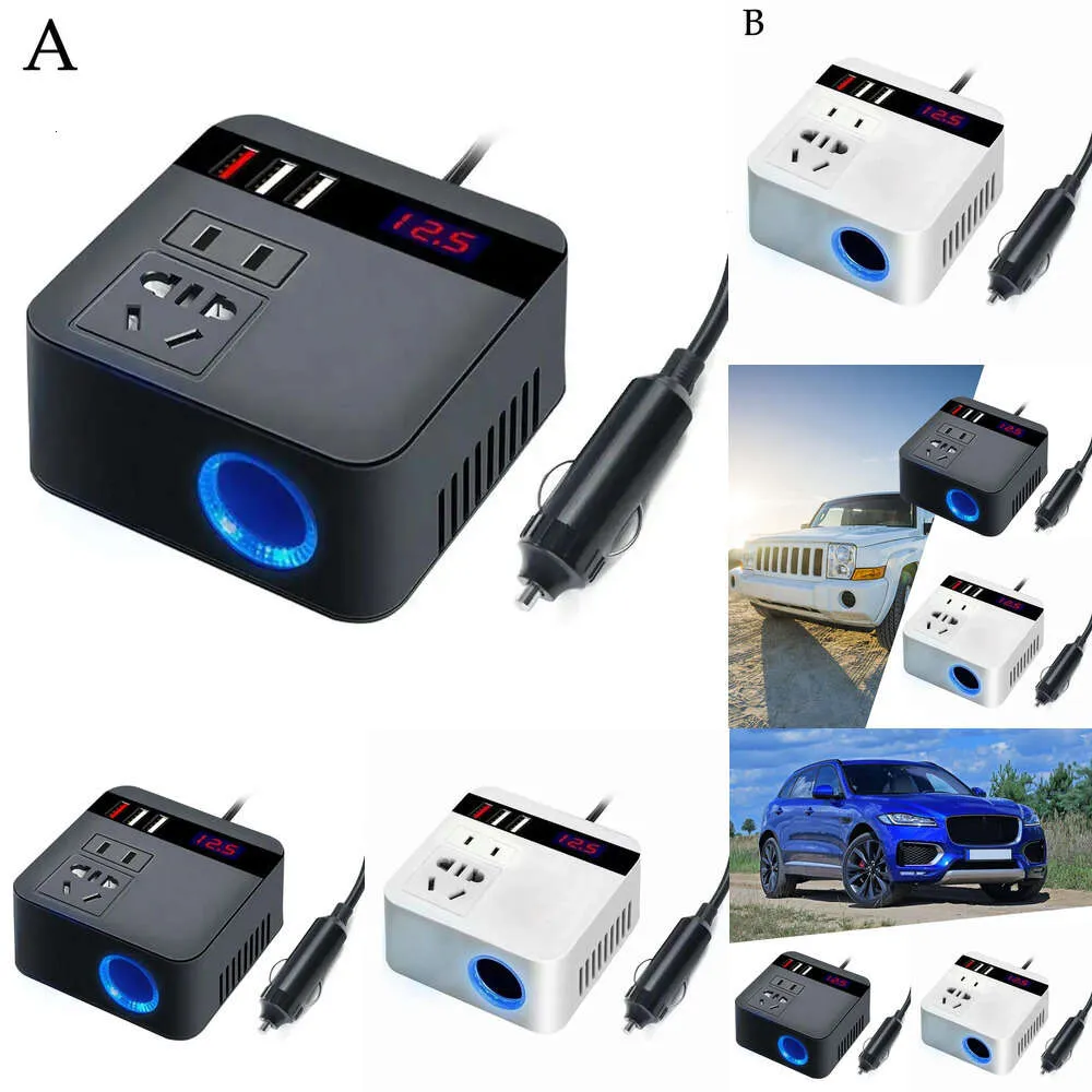 Ny bil smart kraftinverterare 12v-24v till AC 110V/220V snabb uttagskonverterare multifunktion telefon bärbar dator laddare f9w9