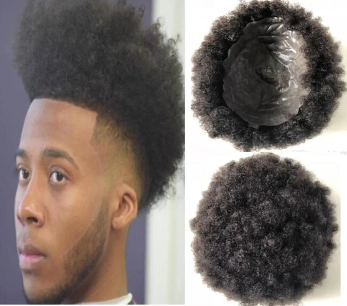 아프리카 계 미국인 Blackman 9613777을위한 Afro Toupee Full Thin Skin Top 판매 검은 머리 말레이시아 짧은 머리 아프리카 변태 컬링 컬링