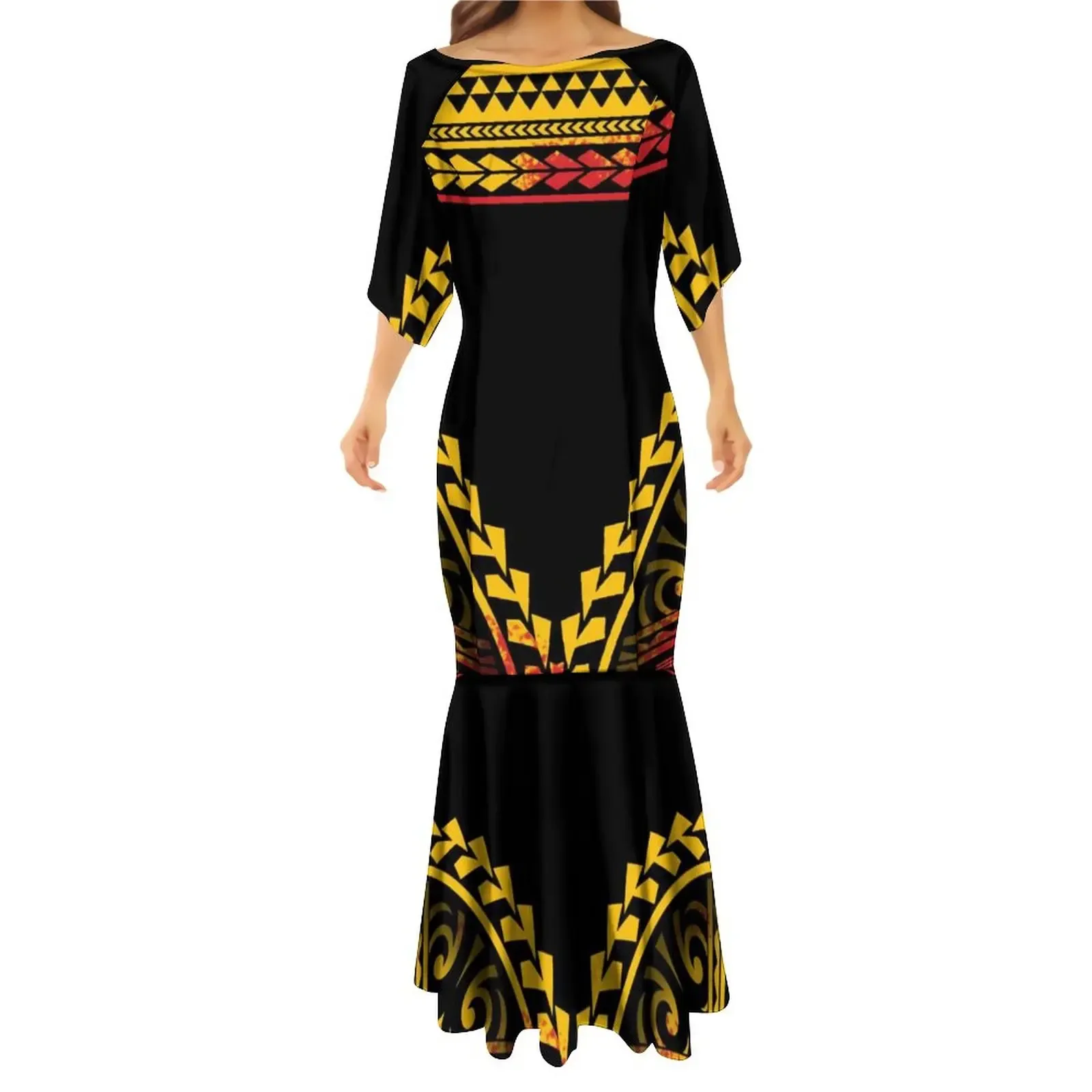 Oem atacado samoan puletasi boa qualidade upscale baixo preço ilha vestido polinésio streetwear estiramento sereia vestidos