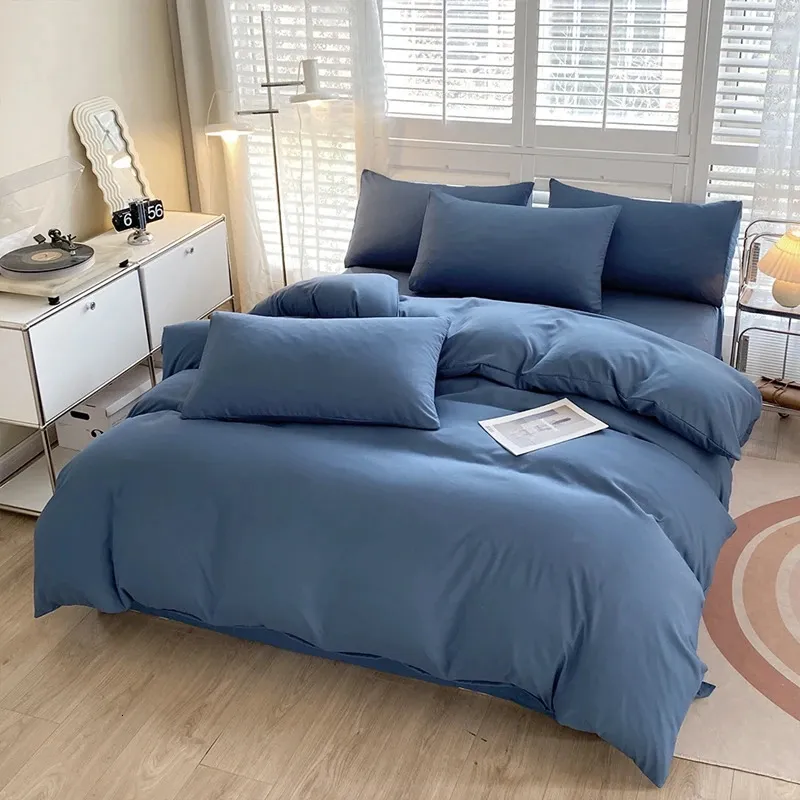 Solidny kolor prosty 3 czterocenowy zestaw studenckich akademików domowych arkusz łóżek 240226