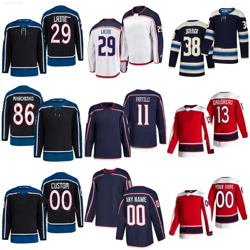 Hockey Jersey Columbus Kirill Marchenko Blue Damon Severson Patrik Laine Kent Johnson David Jiricek Cole Sillinger Mathieu Olivier Sean Kuray Kurtki Bemstrom