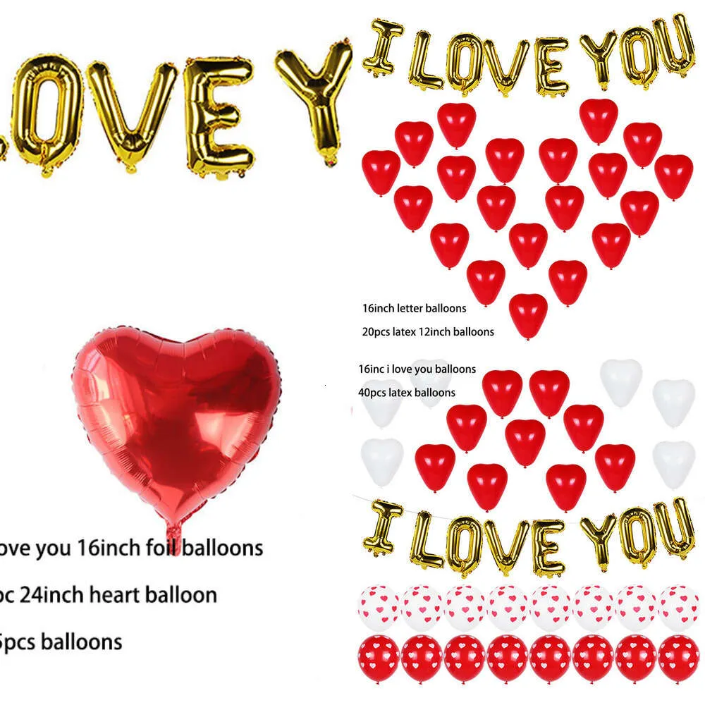 Ny Jag älskar dig Red White Heart Valentines Day Proposal Wedding Anniversary Balloons Dekorationer