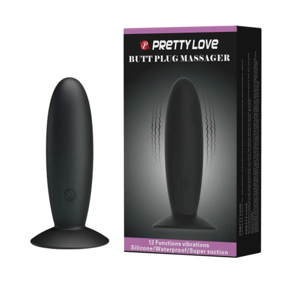 Prettylove Juguete sexual para adultos Vibrador anal de silicona resistente al agua 12 velocidades USB recargable Butt Plug Base de succión Masajeador de próstata q1714106715