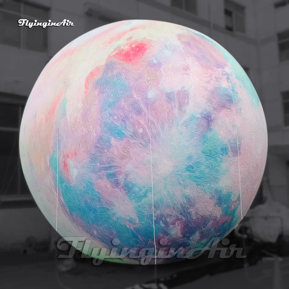 幻想的な大きなインフレータブル惑星バルーン巨大な球体吊り/地上空気爆破パーティーの装飾のために照らされたボール