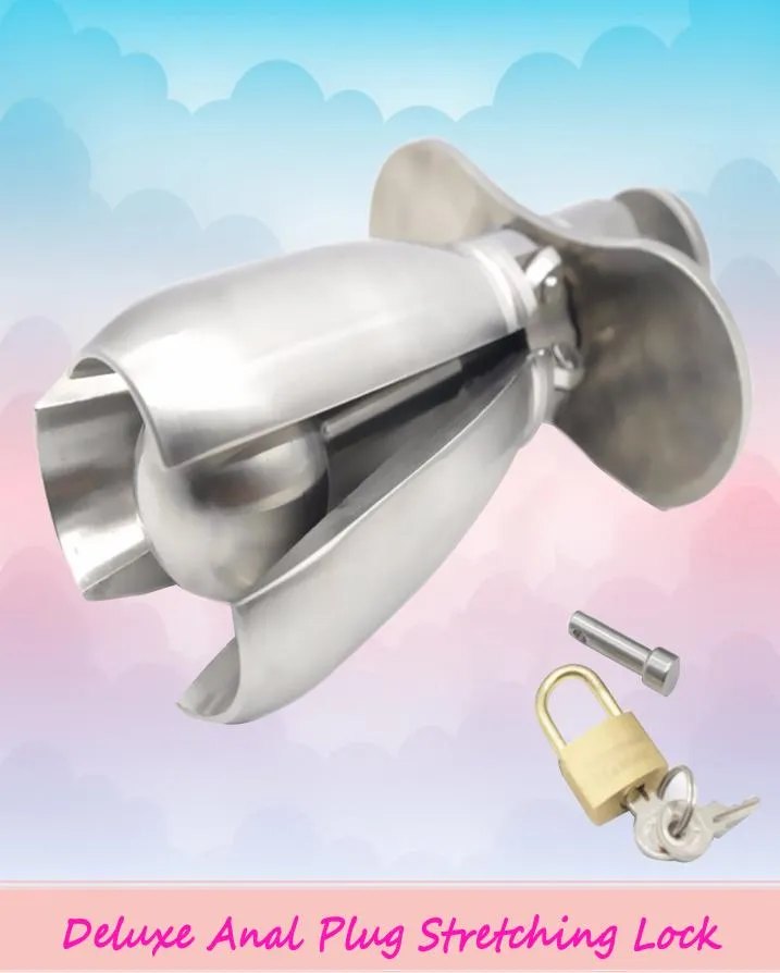 High Quatity The stainless steel Deluxe Anal Plug Stretching Lock Device Gay Fetish Gimp A2705214832