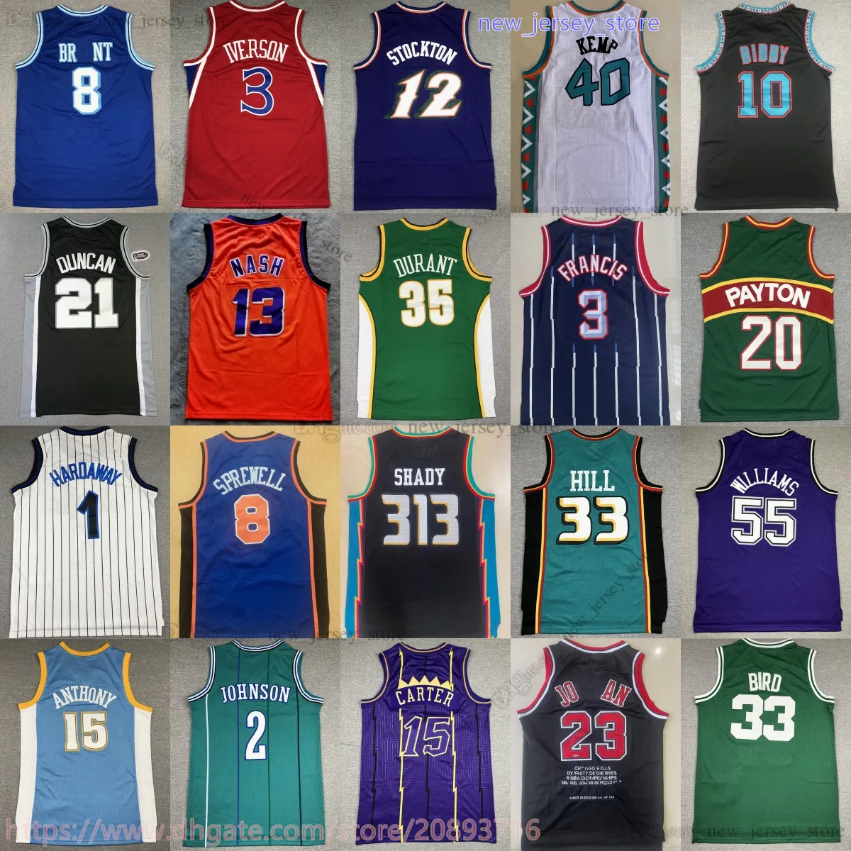 Klassisk retro Kevin Durant -tröjor basket Chris Paul Pierce Reggie Nowitzki Miller Gilbert Arenas Shady 313 Eminem Spud Webb Famous Pistol Pete Maravich Rapper