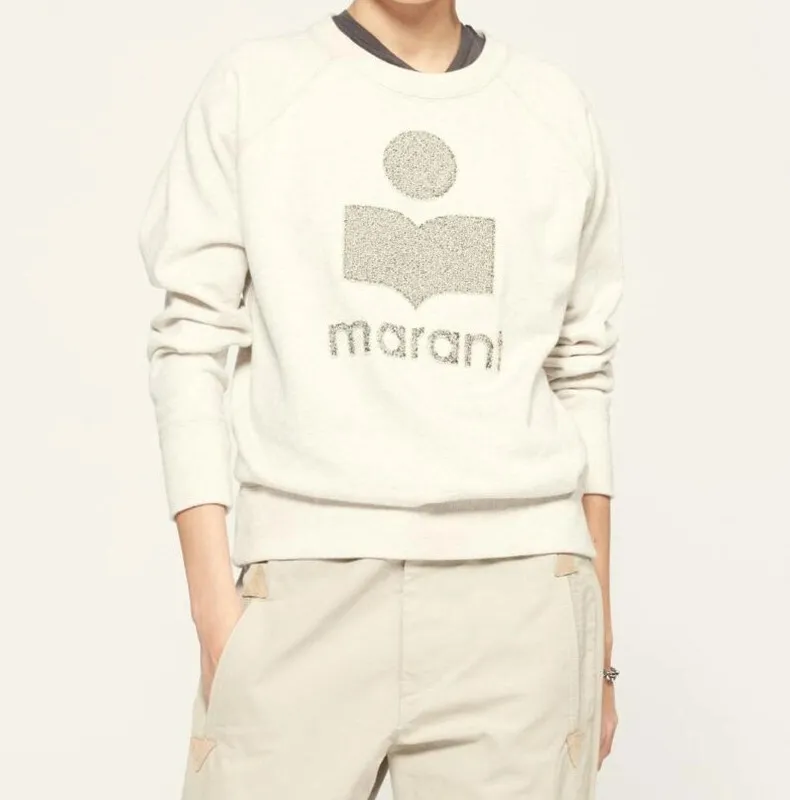 Felpa firmata Isabel Marant Felpa con cappuccio alla moda Maglione classico in spugna di cotone con stampa di lettere Abbigliamento da donna