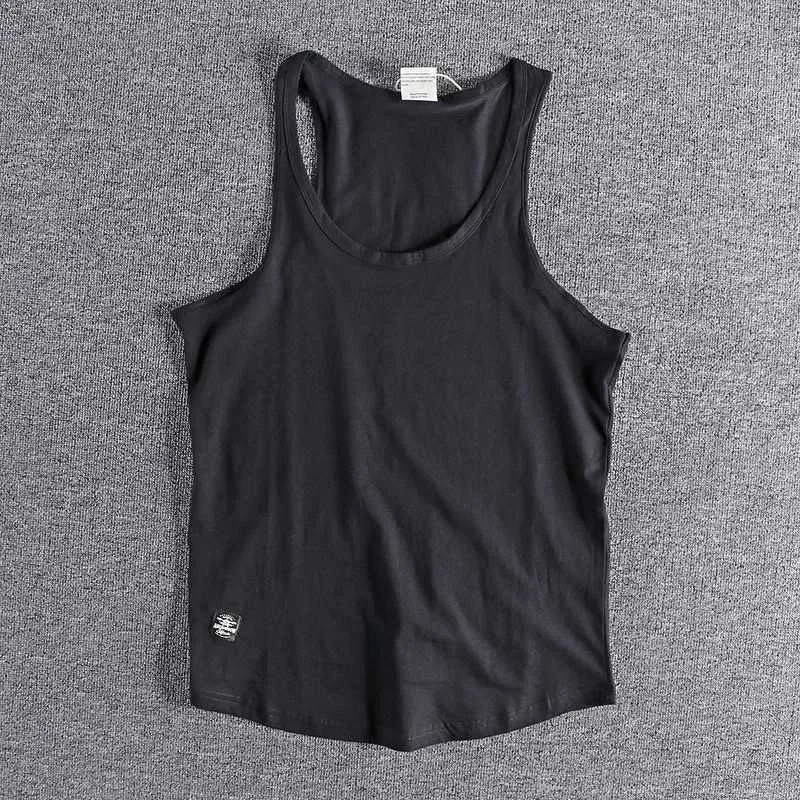 Men's T-Shirts Summer New American Retro Sleeveless O-Neck Solid T-shirt Mens Fashion 100% Cotton Washed Casual Sports Tank Top J240305