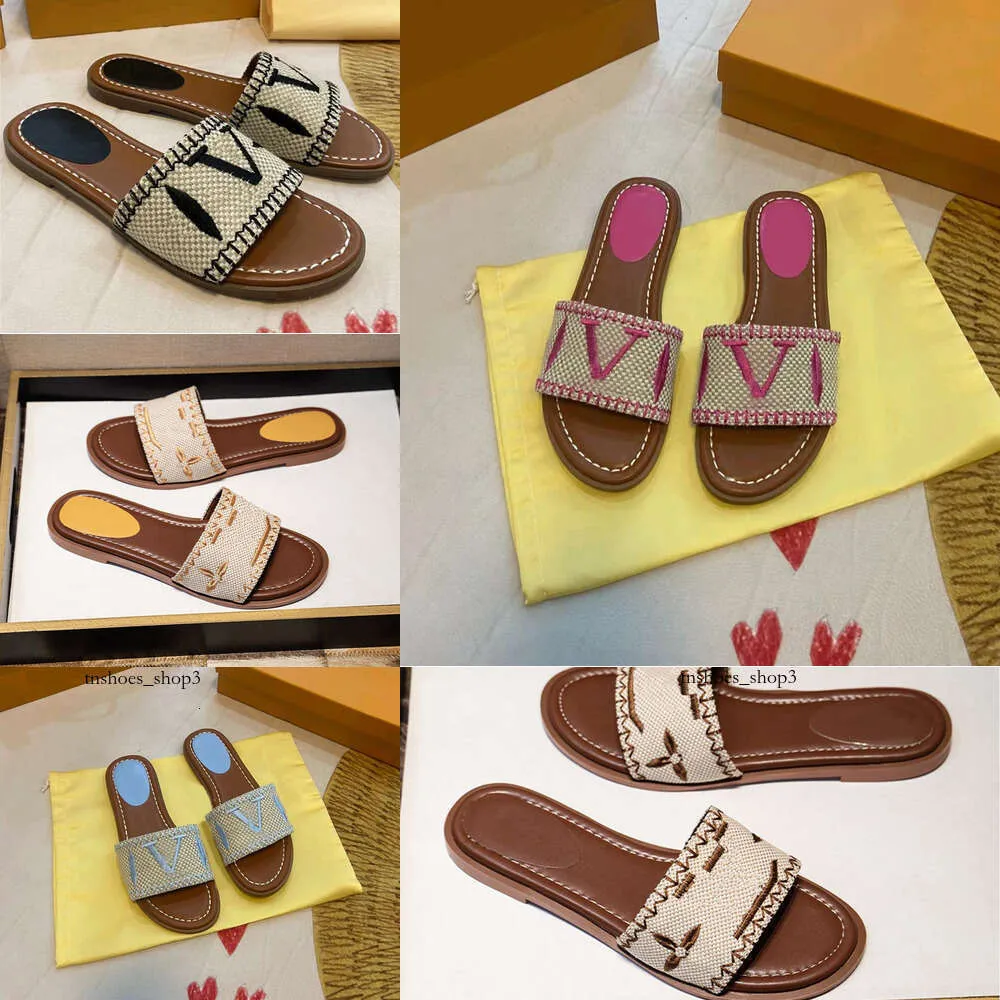 Najwyższej jakości buty na swobodne buty projektant płaski sandały luksusowe kapcie Damskie haft haft sandałowy moda listew szkieter dla kobiet letni plaż