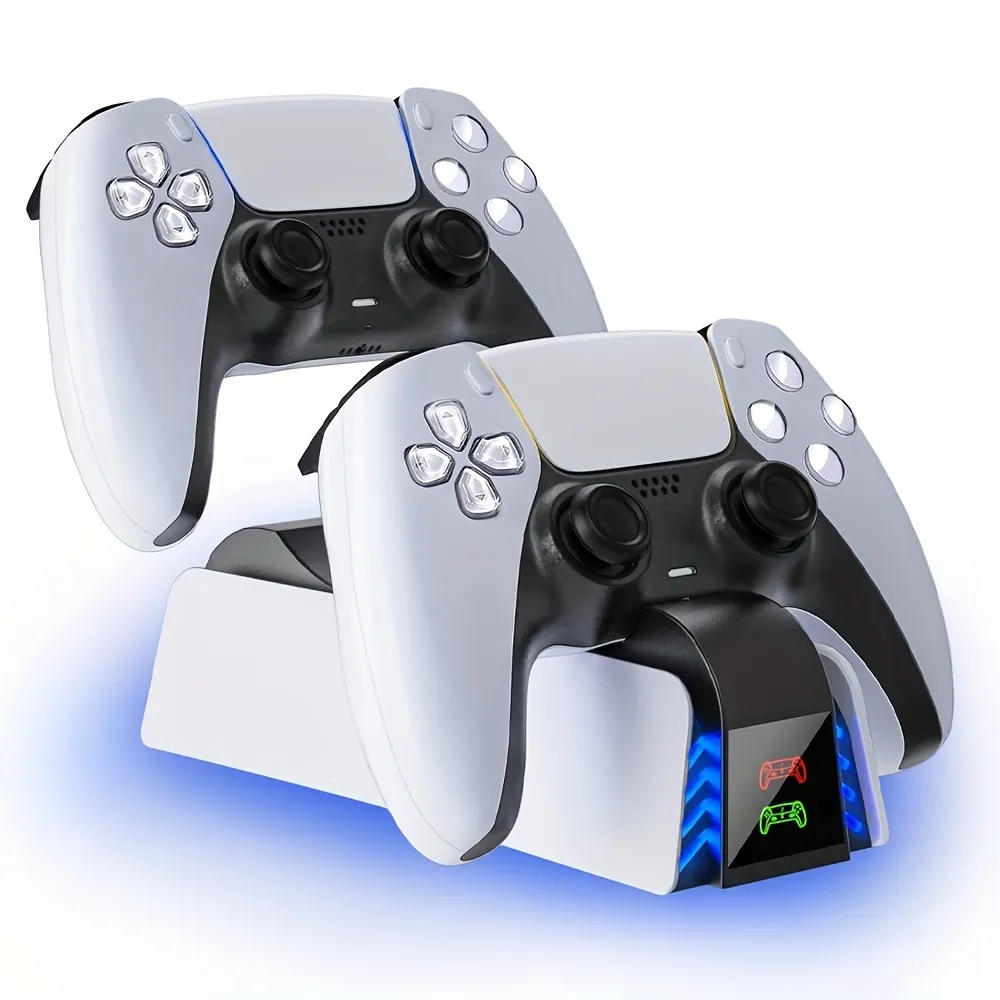 PS5 Dual Fast-Charging Dock - Safe, Quick DualSense Controller Charger with LED Indicator and Compact Design
