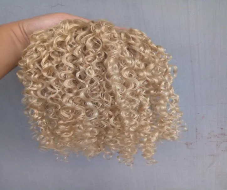 Forte Chinoise Vierge Remy Bouclés Trame de Cheveux Humains Top Extensions blonde 613 Couleur 100g un bundle9331411