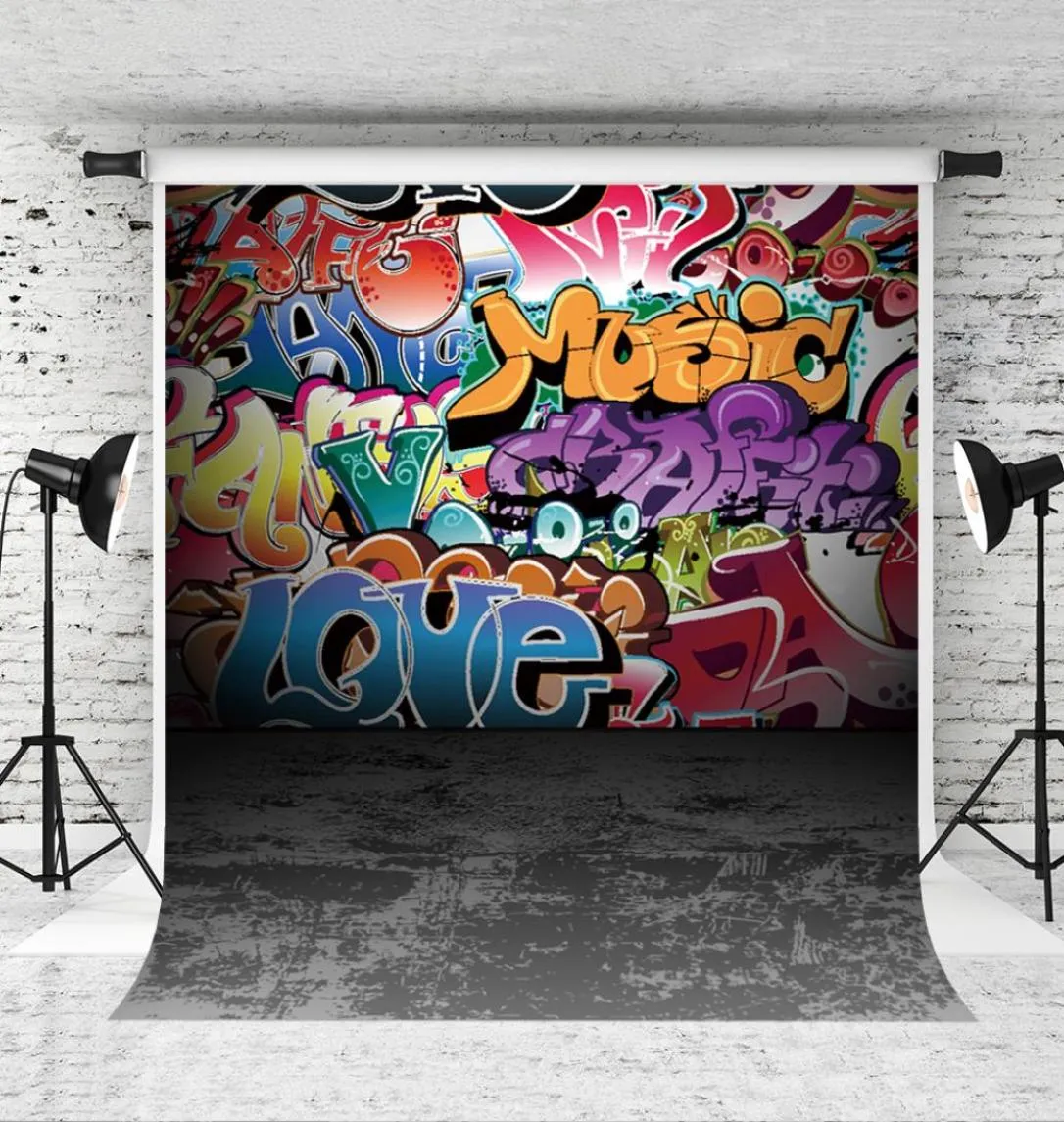 Dream 5x7ft Colorful Graffiti Wall Backdrop Hiphop Street Art Pography Background for Baby Portrait Po Grey Floor Backdrop S3142932