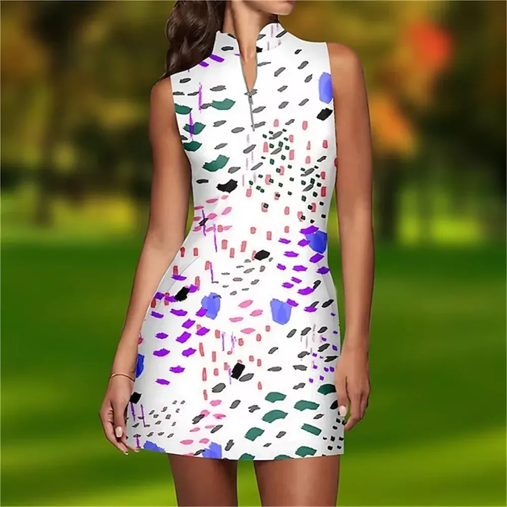 Robes Robe de Golf de Tennis pour Femmes Respirant Séchage Rapide Évacuant l'humidité Robe à Manches Courtes Vêtements de Golf Drapeau Été Tennis Vêtements de Golf