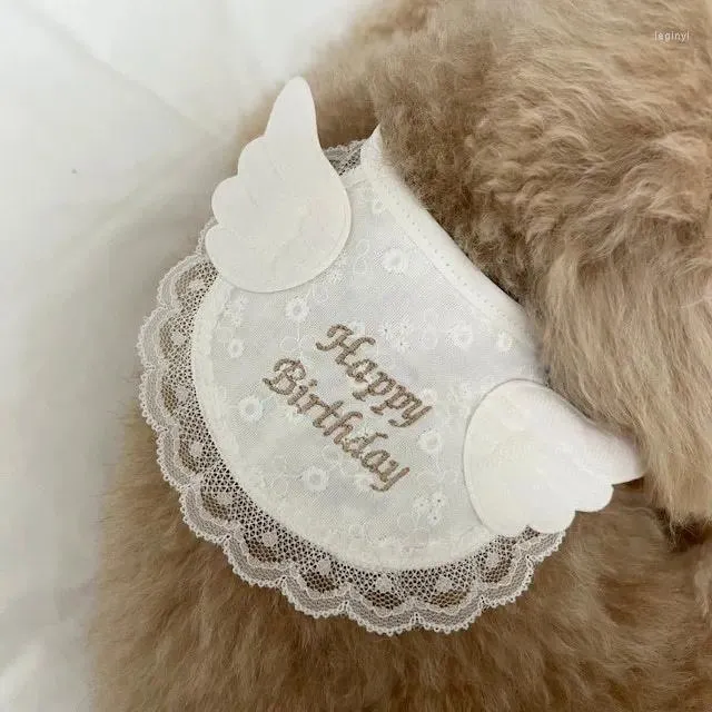 Cão vestuário bonito asa festa de aniversário bib pet gato saliva toalha teddy decoração triângulo cachecol suprimentos acessórios