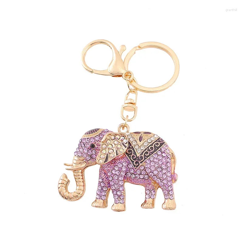 Keychains 10pcs/lot Beautiful Metal Rhinestone Elephant Keyrings Creative Zinc Alloy For Gift
