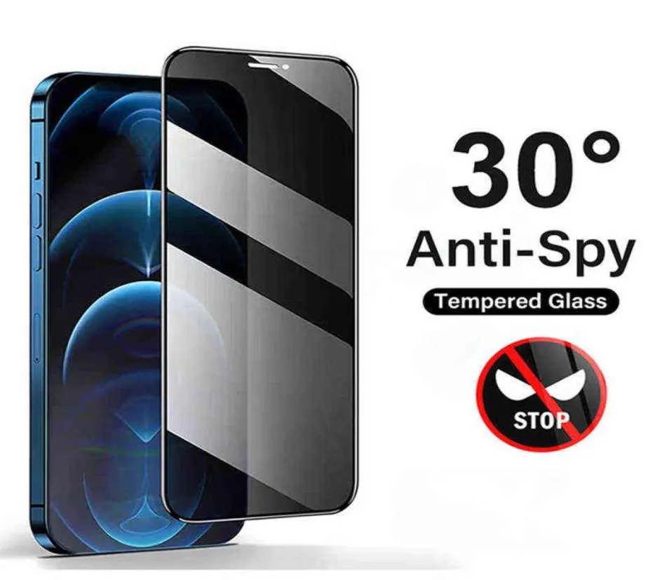 9D SZKLEK ANTY SPY TEMPELED DO IPhone 11 12 13 Pro xr XS Max Screen Protector dla iPhone'a 8 7 6s Plus SE2020 Prywatna Film Glass A5756538